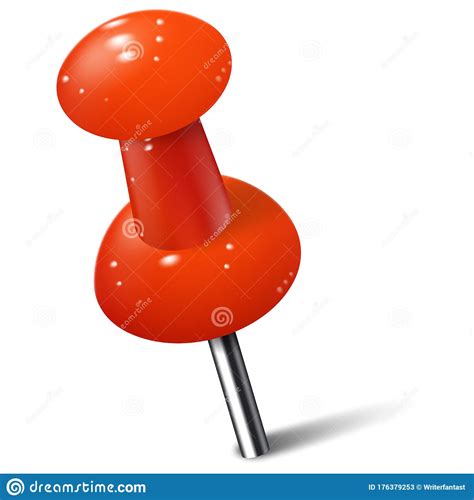 Realistic Push Pin In Red Color Thumbtack Stock Vector Illustration