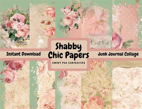 Shabby Chic Papers Digital Download Printable Junk Journal Etsy