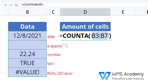 The Counta Function In Excel Wps Office Academy