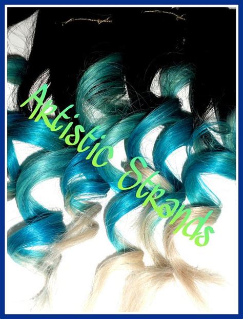 Blue Turquoise White Tips Ombre Hair Extensions