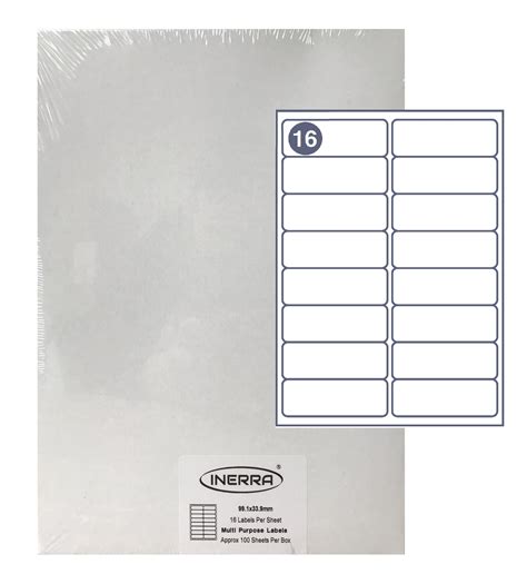 130 rectangle labels per sra3 sheet, 38.1 mm x 21.2 mm. Free Template for INERRA Blank Labels - 16 Per Sheet