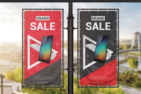 Vertical Outdoor Advertising Banner Mockup On Yellow Images Creative Store