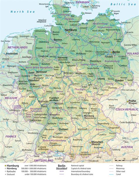 Large Detailed General And Relief Map Of Germany With Cities And Roads