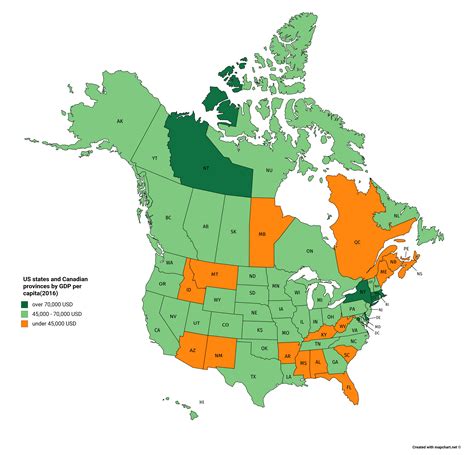 Us States And Canadian Provinces By Gdp Per Capita2016 4700x4500