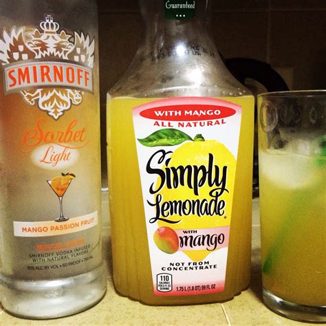 Smirnoff Sorbet Mango Passion Fruit Vodka Mixed With Simply Mango Lemonade Low Cal Smirnoff