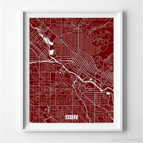 Boise Idaho Street Map Vertical Print Map Wall Art