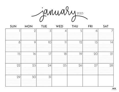 Printable January 2023 Calendar Style 51 Calendar Printables Free