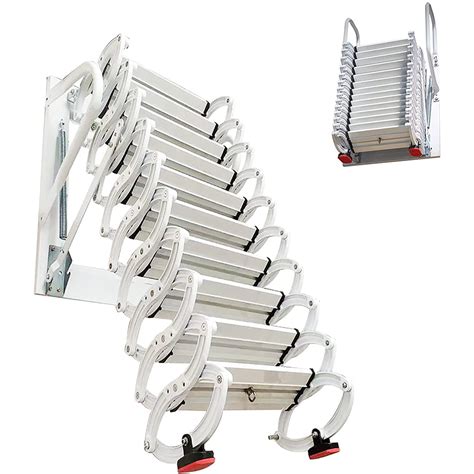 Intsupermai Attic Loft Ladder Stairs Wall Mounted Folding Stairs Alloy
