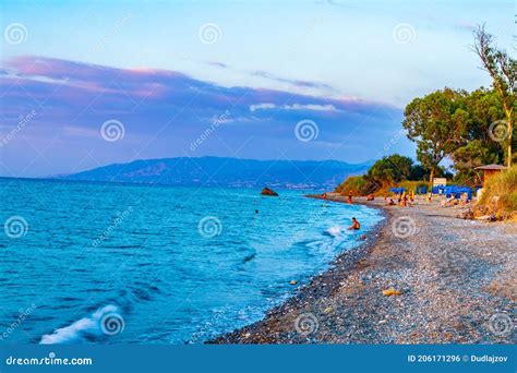 Polis Cyprus August 19 2017 People Are Enjoying Sunset Over Poli