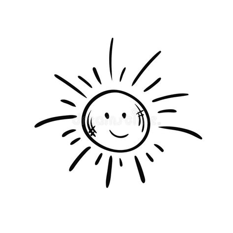 Cute Cartoon Hand Drawn Doodle Sun Sweet Vector Black And White Sun