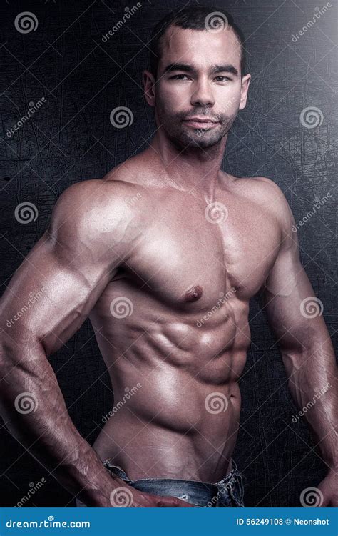 Handsome Muscular Man Posing Stock Photo Image Of Model Portrait
