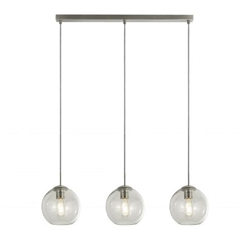 Searchlight Linear 3 Light Ceiling Pendant In Satin Silver With Clear Glass Shades 1623 3cl