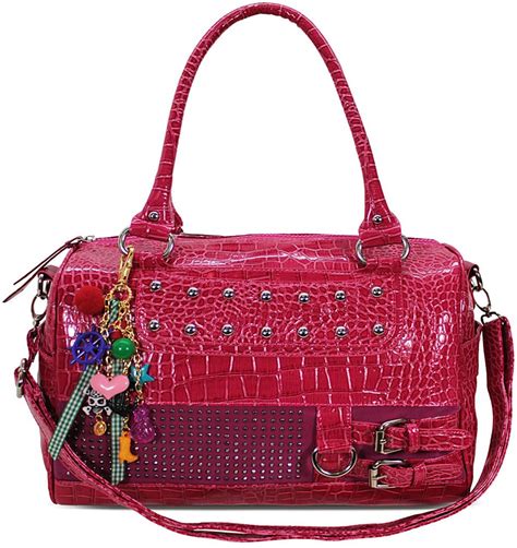 Wholesale Pink Mock Croc Diamante Shoulder Handbag
