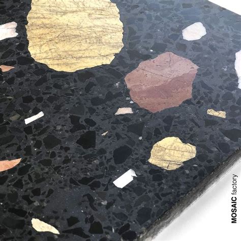 Black Terrazzo Tile With A Mix Of Colourful Large And Small Marble