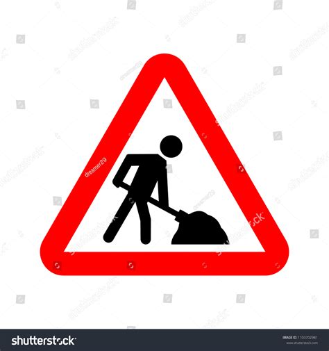 Under Construction Warning Sign Vector Stickman Image Vectorielle De