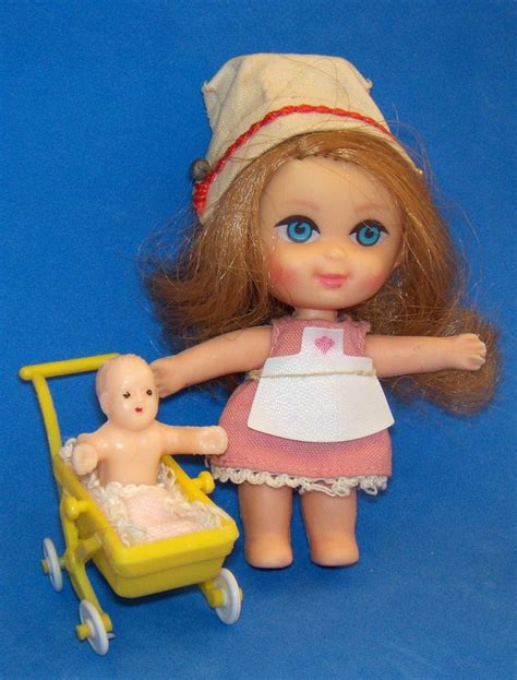 Vintage Liddle Kiddles 3 Doll 1966 Florence Niddle Baby Buggy Nurse