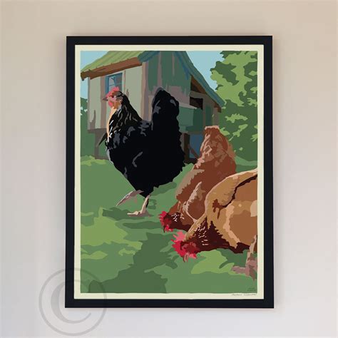 Spring Chickens Art Print 18 X 24 Framed Wall Poster By Alan Claude