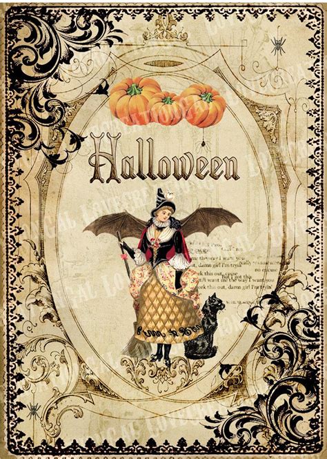 5x7 Printable Art Digital Images Vintage Halloween Witch Girl Etsy In