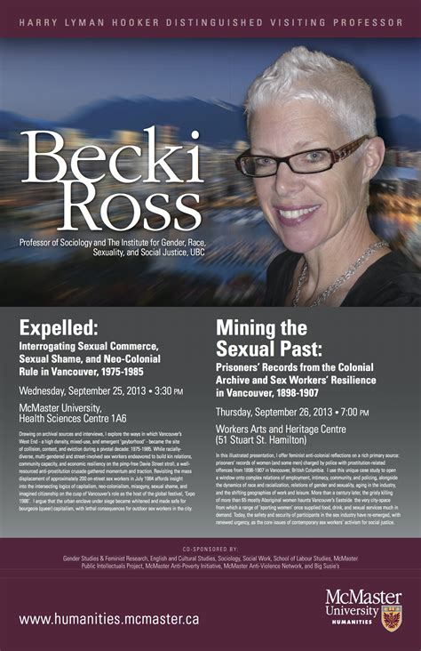 Public Lecture Hooker Distinguished Visiting Professor Becki Ross Daily News