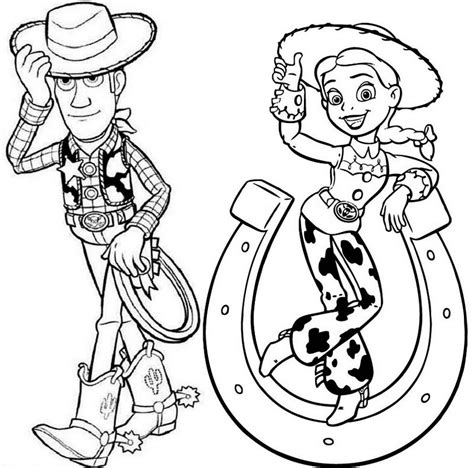 Sheriff Woody And Jessie Coloring Page