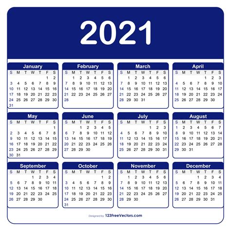Free Adobe Illustrator Calendar Template 2021