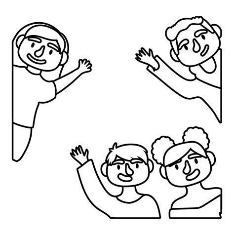 Young People Avatars Characters Line Style Icon 2603937 Vector Art At