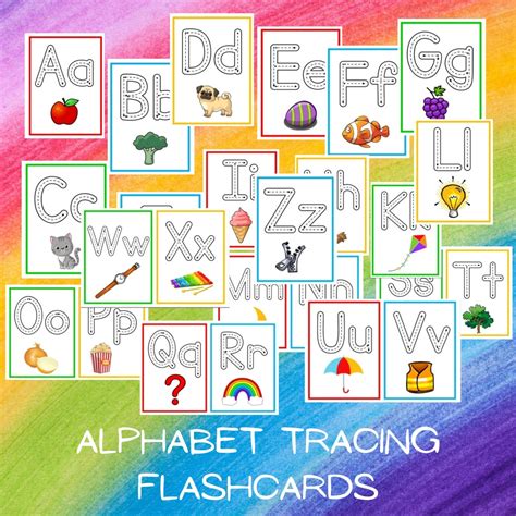 Alphabet Tracing Flashcards Preschool Flash Cards Abc Etsy