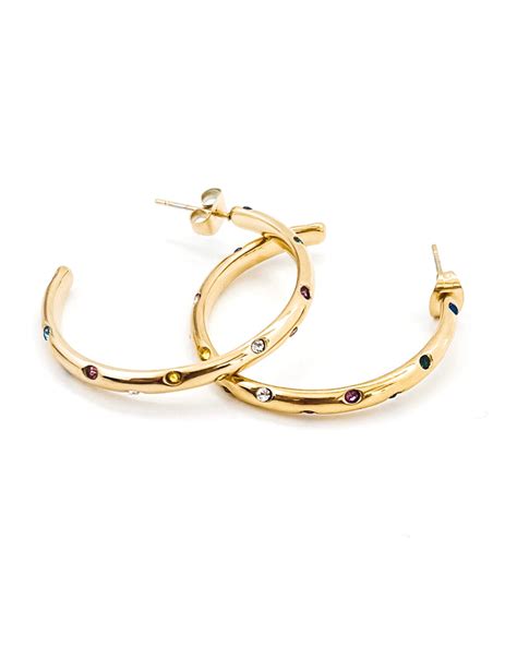 Elisha Diamond Crystal Gold Hoop Earrings Beljoy Jewelry Beljoy
