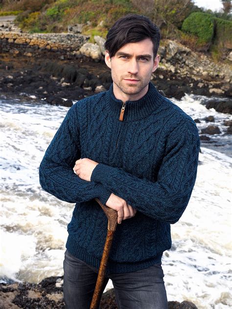 Donegal Zip Neck Irish Aran Sweater The Irish Celtic Craft Shop