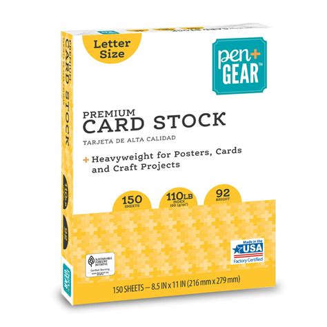 Pen Gear White Premium Card Stock 85 X 11 110 Lb 150 Sheets