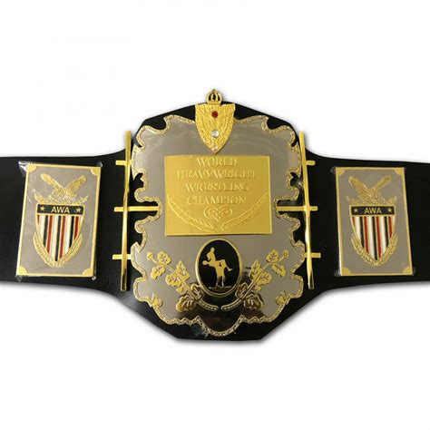 Awa World Heavyweight Wrestling Championship Belt Adult Size Black