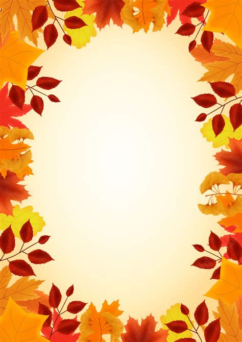Yellow Border Of Autumn Leaves Page Border Background Word Template And