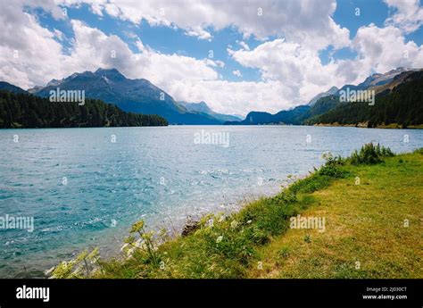 Incredible View On Azure Lake Silsersee Sils Picturesque And