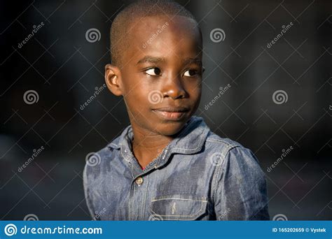 Close Up Of A Young Boy With A Smile On His Face Stock Image Image Of