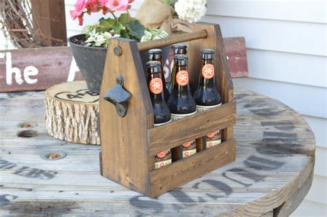 Wooden Beer Tote Rustic Beer Carrier 6 Pack Carrier Beer Etsy Beer