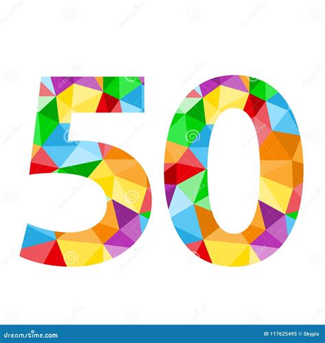 Number 50 Icon With Colorful Polygon Pattern Stock Vector
