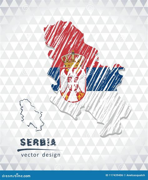 Serbia Vector Map With Flag Inside Isolated On A White Background