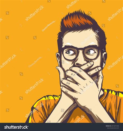 Shocked Man Covering His Mouth Royalty Free Stock Vector 2015071349