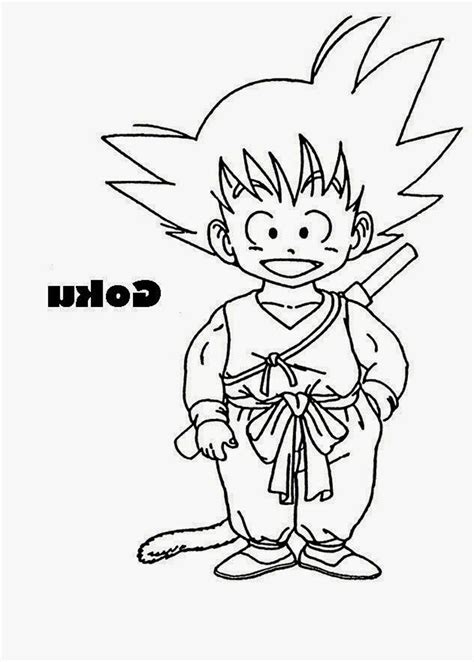 Imagenes para colorear de dragon ball z muy originales. Dibujo de Goku niño con cola para imprimir doibujar y ...
