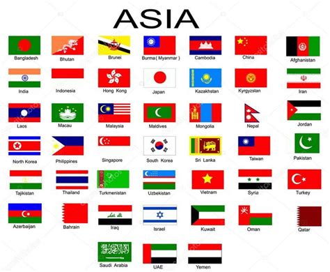 Minden Zászlók ázsiai Országok Listája — Stock Illusztráció Bandeiras