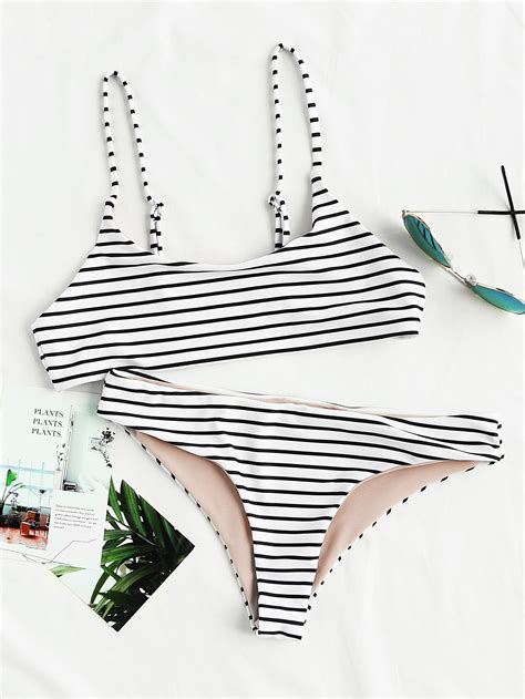 Striped Beach Bikini Set Sheinsheinside