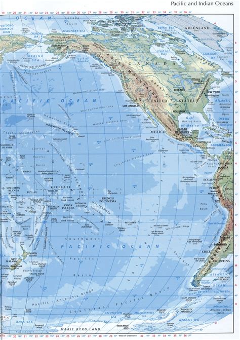 Map Pacific And Indian Oceans With Latitude And Longitude Format Png