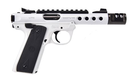 Ruger Mark Iv 22 45 Lite 22lr Pistol With Storm Trooper White Finish And Tandemkross Compensator