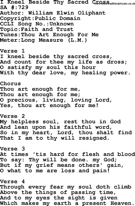 Salvation Army Hymnal Song I Kneel Beside Thy Sacred Cross With