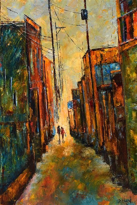 Debra Hurd Original Paintings And Jazz Art Alley Cityscape Street