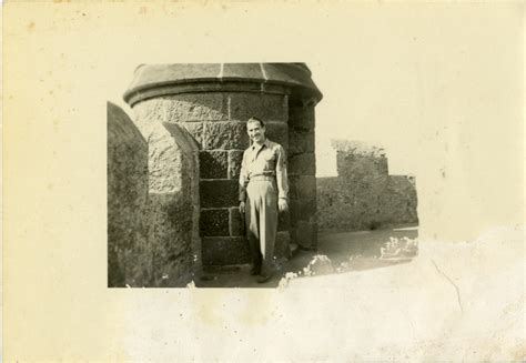 Serviceman Standing In Front Of A Tower At Friedberg Castle Germany