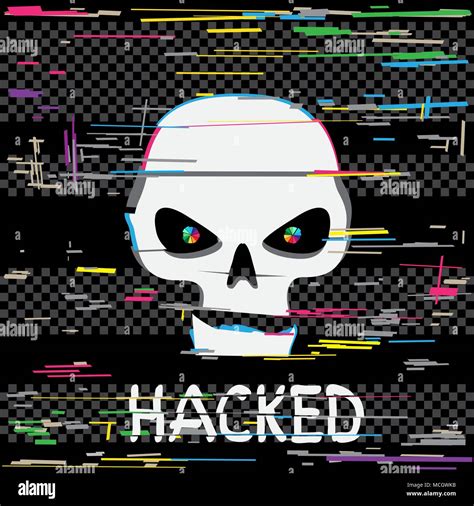 Glitch Hacker Skull With Text Stock Vector Image And Art Alamy