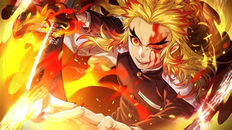 82018 Kyojuro Rengoku Flame Hashira Kimetsu No Yaiba 4k Wallpaper