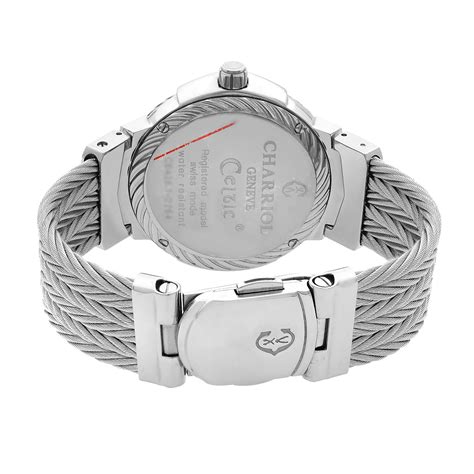 charriol celtic stainless steel mop dial ladies quartz watch ce438s 650 001 at 1stdibs