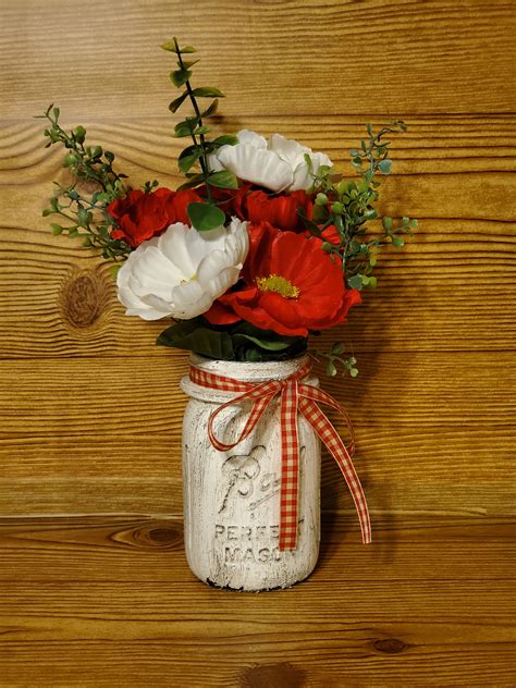 Rustic Mason Jar Floral Arrangement Etsy